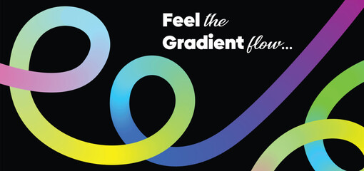 Abstract Gradient Color Lines Shapes. 3d Gradient Ribbon. Vector Color Lines with Gradient. Fluid Graphics Element Design