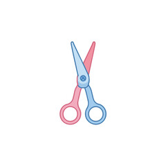 Stylized Scissors Icon in Pink and Blue on White