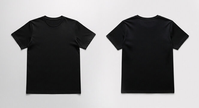 Plain Black T-Shirt Mockup Front and Back Isolated on Gray Background
