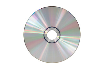 Modern shiny compact disc reflecting light with iridescent rainbow colors for media storage and data backup