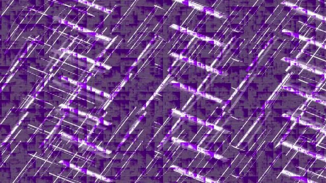 Abstract Geometric Pattern with Purple and White Diagonal Lines and Grids. Animated geometric pattern with purple and white lines forming dynamic diagonal grids and abstract visuals.