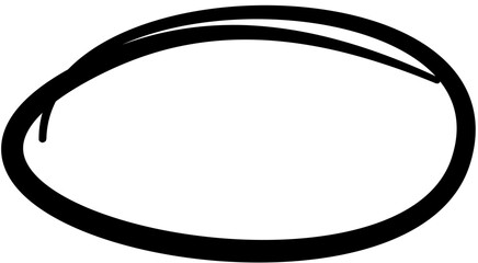 Hand-drawn Black Outline Oval Circle Shape for Design or Icon Isolated on White Background