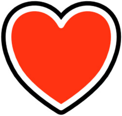 A vibrant red heart symbol with a thick black outline, perfect for symbolizing love, passion, and affection in various designs and concepts