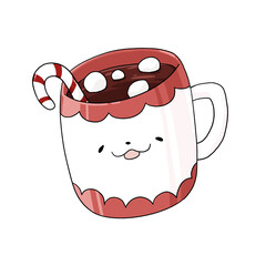 Hot Cocoa with Candy cane and Marshmallow in Tissue Dog cup