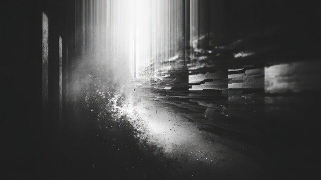 Abstract digital glitch pixel art with data distortion