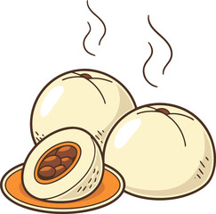 Steaming chinese steamed bun isolated on