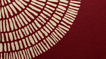 Abstract Patterned Design with Geometric Elements in Crimson and Beige Tones