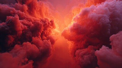 Glowing red cloud formation creating abstract fiery portal