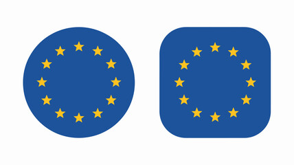 European union flag icons. circle and rounded square symbols representing eu, europe, political unity, and economic alliance.