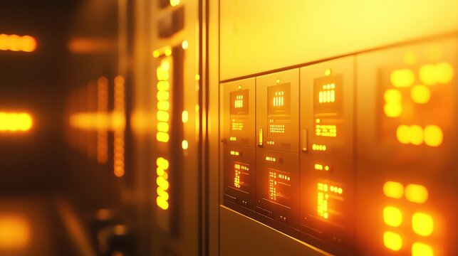 Server racks processing data in a futuristic data center