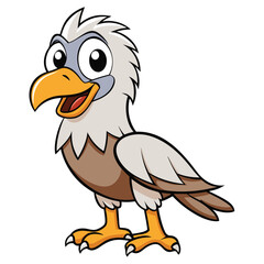 Cartoon Eagle Art with Big Eyes on White Background Design