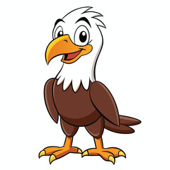Naklejka premium Cartoon Eagle Illustration, Brown Body, White Head on White Background