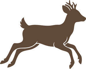 Running Young Deer Silhouette Vector Illustration