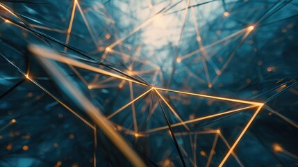 Digital network connecting data nodes with glowing lines