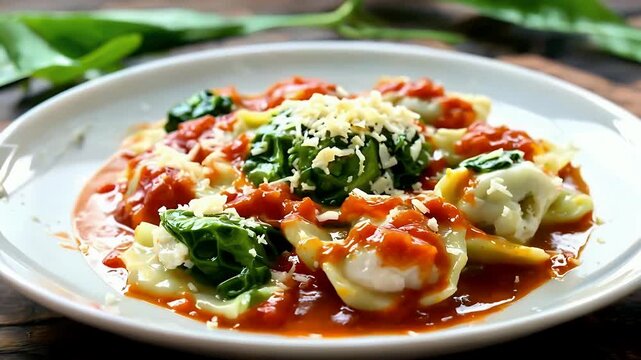 Delicious Italian Gnocchi in Rich Tomato Sauce with Fresh Herbs.