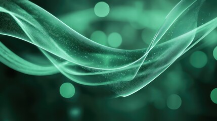 Digital green ambient wave with glowing particles