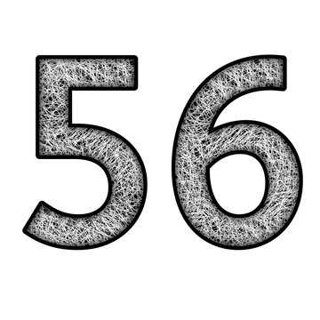 A number 56 made of thin white lines on a black background.