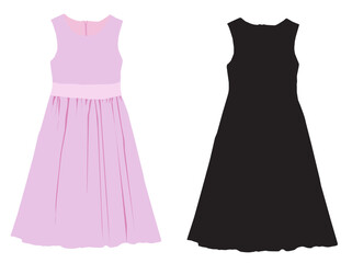 women pink dress isolated on white background vector illustration ,dress mockup