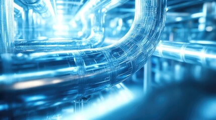 Digital information flowing through futuristic data pipeline network