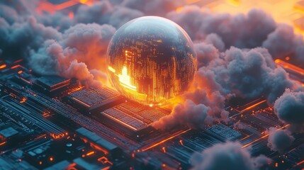 Digital sphere computing data in cloud circuit board