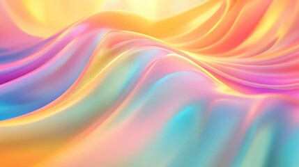 Iridescent flowing liquid waves creating abstract pastel background
