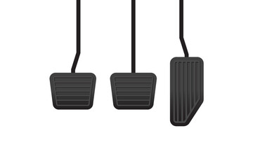 Car Accelerator, Brake and clutch pedal vector illustration on white background.