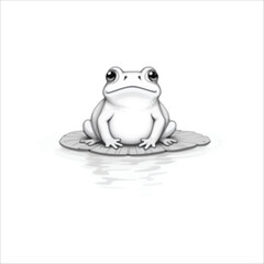 Cute green cartoon amphibian frog with a happy smile isolated on a white background