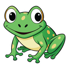 Cartoon Frog with Big Eyes, Light Green Skin and Yellow Spots, Cute Animal