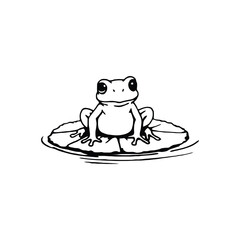 Cute funny cartoon frog character illustration on a white background