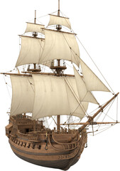 Naklejka premium Sailing Ship 3D Render isolated on white background