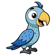Cartoon Parrot Character with White Background