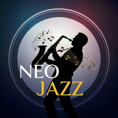 Neo Jazz: Silhouette Saxophonist Playing Live Music With Dynamic  Circular Backdrop
