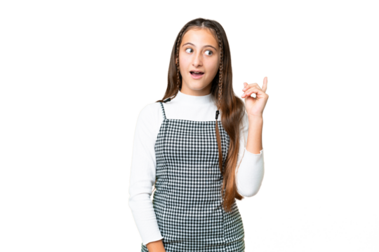 Young girl over isolated chroma key background thinking an idea pointing the finger up - Powered by Adobe