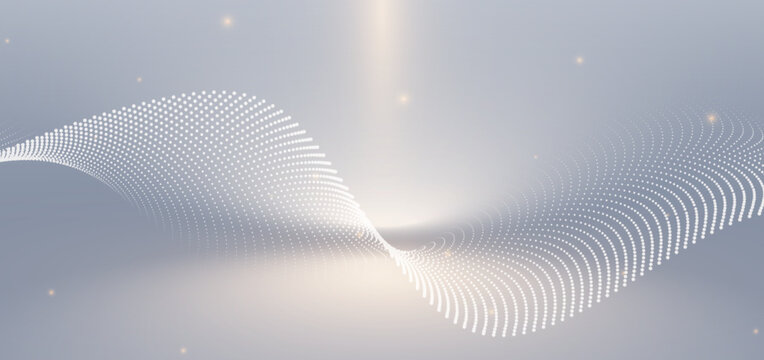 White dotted wave luxury on grey background with gold sparkling.