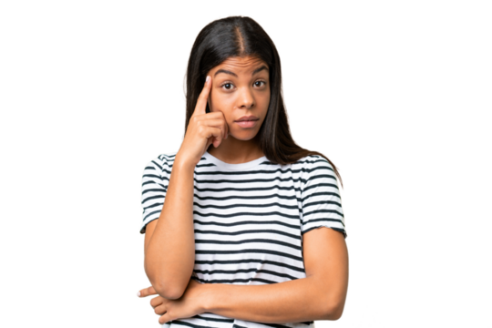 Young African american woman over isolated background thinking an idea