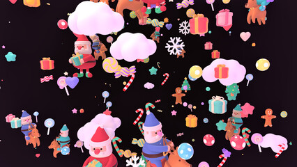 3D render cute Christmas sky.