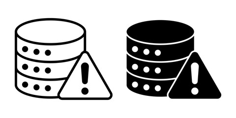Database Warning Symbol Black Icon Bundle for System Alerts and Critical Information
