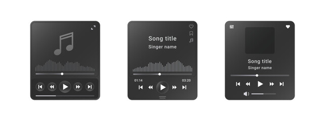 Media music player interface set. Multimedia frame template collection. Vector illustration © AnSeet