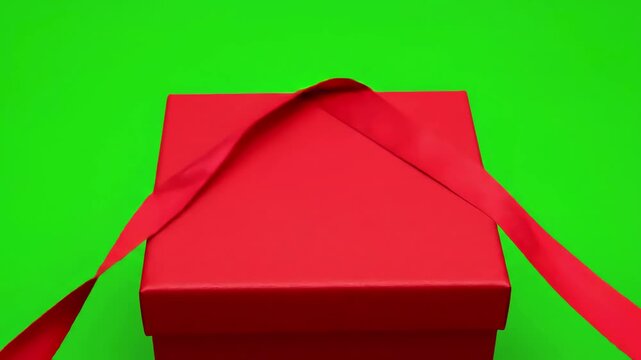 Green Screen opening beautiful gift box with ribbons and big bow 4 videos in 1 unpacking present parcel 3d animation elements on alpha mask channels untying decorative knot 4k uhd 3840x2160 scene 3