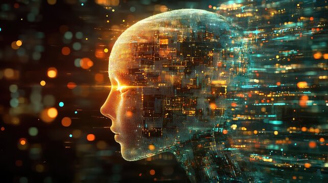 Artificial intelligence brain processing data and ideas - Powered by Adobe