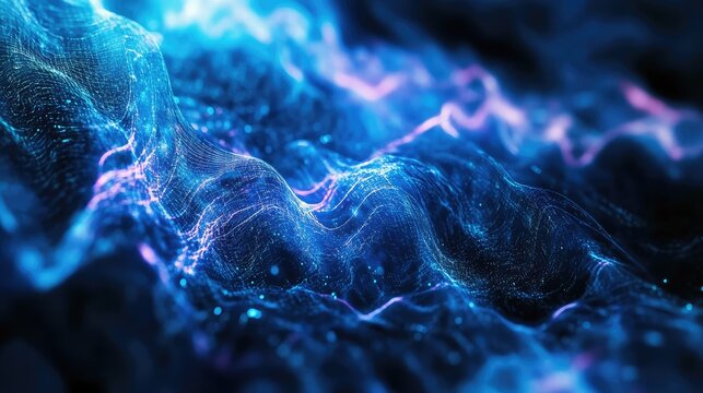 Digital data waves flowing network technology background