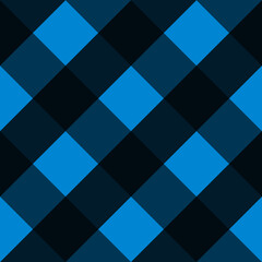 A classic seamless geometric square diamond plaid repeat pattern of sky and soft black
