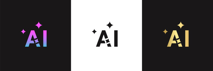 AI logo icon set. Artificial intelligence symbol vector collection