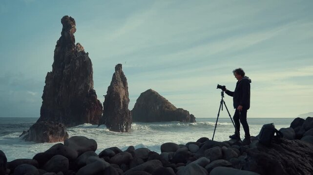 Capturing stunning rock formations at ilheus da ribeira beach