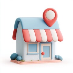 pastel storefront 3d illustration for business