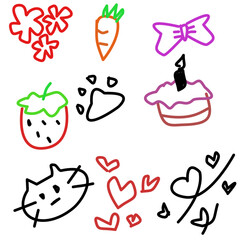 Colorful Handdrawn Doodle Icon Set
