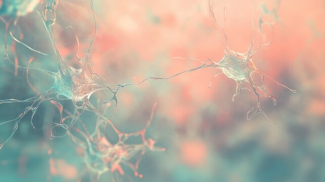 Neurons communicating with connecting synapses in abstract network - Powered by Adobe