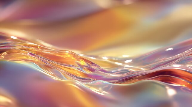 Iridescent liquid flowing creating abstract wave surface texture