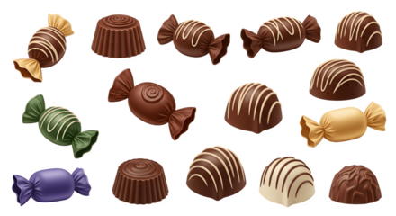 Assortment of Delicious Chocolates and Candies.
