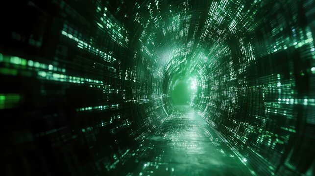 Digital data moving through computing light tunnel